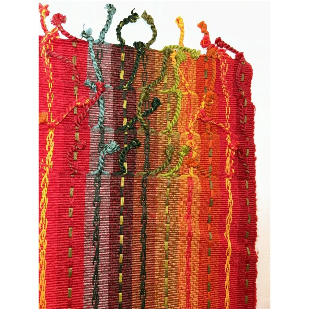 Pier1 Stripped Colorful Fiesta Fringe 4 Placemats 18.5